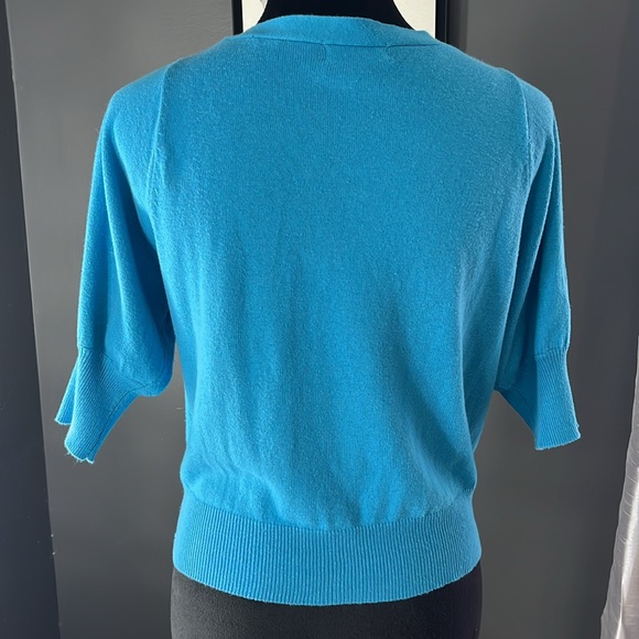 Aqua colored short sleeved shrug. Petite large - Picture 2 of 4